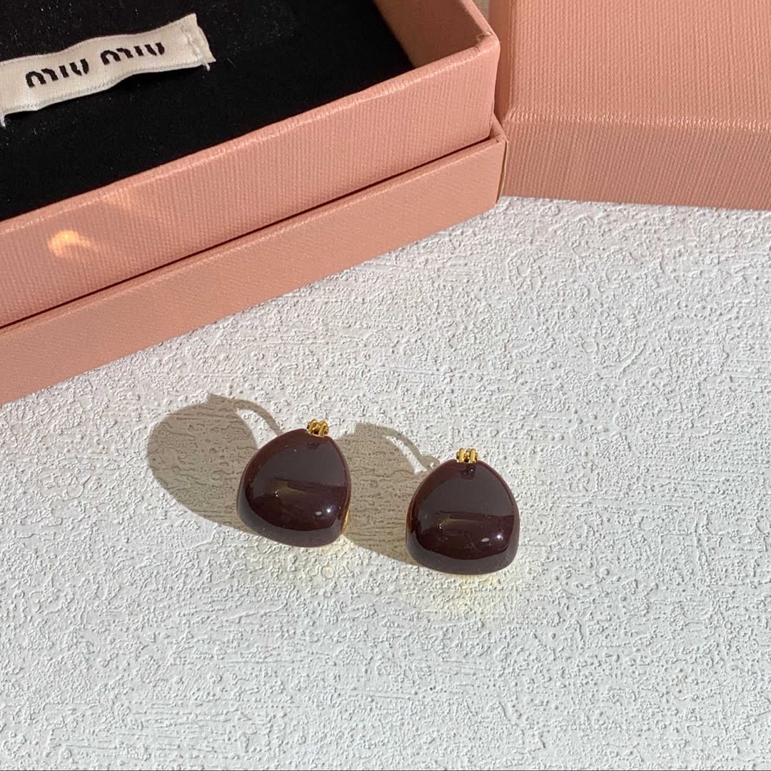 Miu Miu Elegant Brown Drop Earrings